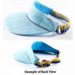 Straw Visor Hats - Straw w/ Cotton Lining And Elastic Band - HT-8405BL